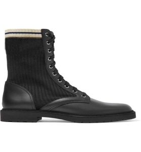 Femmes Chaussures en tricot noir Jacquard Jacquard Stretchnit and Leather Botkle Boots Sole Plateforme Sole Platform With Box4325077