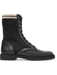 Femmes Chaussures en tricot noir Jacquard Jacquard Stretchnit and Leather Botkle Boots Rubber Sole Plateforme Chaussures avec box6490441