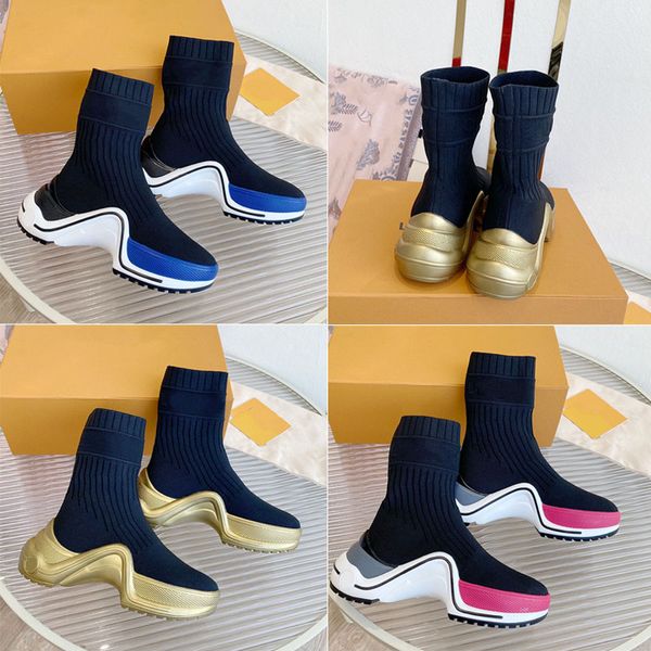 Femmes Archlight Knit Chaussettes Chaussures de sport Élégant banquet élaboré conception de fête vague bas tricot supérieur allure sportive papa chaussette Designer Casual Chaussures