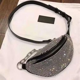 Femmes Attica Strass Taille Sacs Mini Fanny Pack Zip Compartiment Designer Lady cristal verre Réglable Chaîne De Vélo Sangle Bag268v