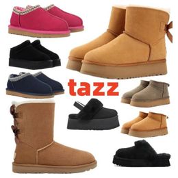 Mujeres Australia Botas Tazz Tasman Diseñador Clásico Ultra Mini Plataforma Bota clásico Lujo Damas disuette Invierno Piel cálida Piel de oveja Lana Gamuza Botín de nieve