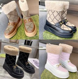 Femmes Australie Designer Bottes de neige Laine Cuir Plate-forme Bottines Chaud Bas Boot Fourrure Peluche Hiver Automne Neige Coton Chaussures 11 Couleur 35-42 avec boîte NO428