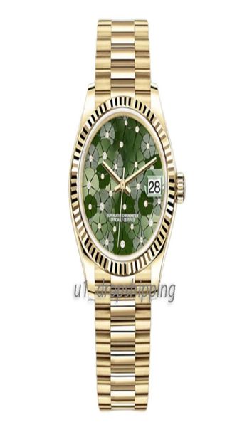 Femmes Automatique mécanique montre 31 mm petites montres Cherry Blossom DIAL GOLD STRAPE STEMINE INOXDUBLE CALENDAR5254183