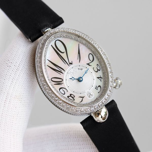 Femmes Automatique Mécanicien Montre Oeufs D'oie Conception Arabe Chiffres Mère Perle Shell Cadran Montre-Bracelet 8918BR Zircon Saphir Horloge