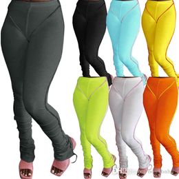 Vrouwen herfst en winter leggings sexy nieuwe reverse slijtage snoep kleur stapels broek hip tillen hoge taille slim fit micro pull broek