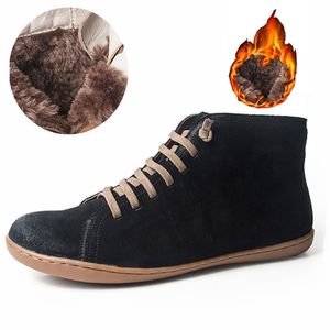 Mujer otoño tobillo invierno botas descalzas bailarina cuero casual cómodo calidad suave hecho a mano zapatos botas con piel 211105