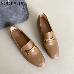 Femmes Robe d'automne Suojialun Flat Fashion Buckle Soft Sole Ballet Shoe Dames Casual Slip on Round Toe Loafer Chaussures Muje C6D1 S