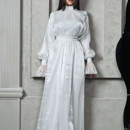 Vrouwen herfst retro massieve jurk o nek lange mouw veter a-lien jurk Koreaanse chique elegante streetwear midi lange jurken 210419