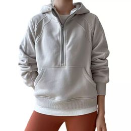 Dames Herfst Hoodies Halve Rits Sweatshirt Yoga Pak Jas Dames Gym Top Activewear Fleece Losse Workout Pullover
