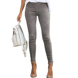 Calça feminina de outono cintura alta feminina escritório cinza chique elegante OL Workwear calça lápis
