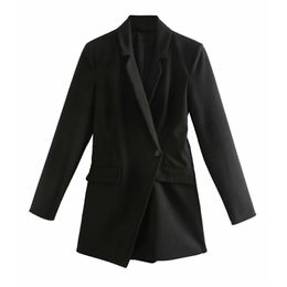 Mujeres otoño vintage blazers mini vestido de manga larga botón negro oficina dama mujer elegante vestidos casuales ropa vestidos 210513