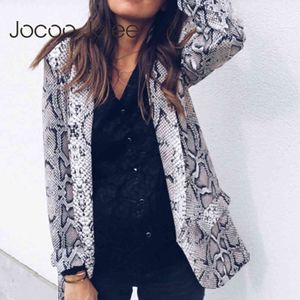 Dames Herfst Vintage Leopard Blazers Werk Kantoor Lady Slanke Huid Print Pakken met Pockets Casual en Jassen Tops 210428