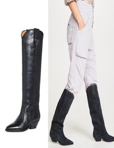 Femmes d'automne bottes occidentales en talon en cuir en daim talon