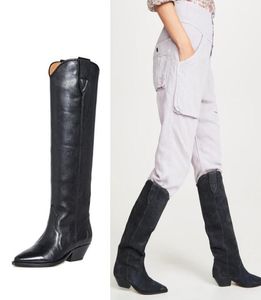 Femmes d'automne bottes occidentales chaton en cuir en daim talon bottes haut de gamme