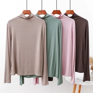 Vrouwen Herfst Winter Dieptepunt TShirt Coltrui Lange Mouw Casual Tees Shirts Solid Slim Basic tees ondershirt 240315