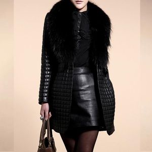 Femmes vestes en cuir souple de fausse fourrure d'hiver