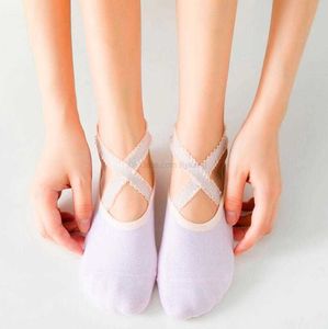 Femmes dos nu Pilates chaussettes serviette bas respirant anti-dérapant Yoga exercice chaussette coton ballet danse sport Sox avec poignée pour intérieur Fitness Gym entraînement Alkingline