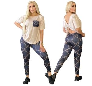 Femmes dos nu sexy Ensembles D'été À Manches Courtes O-cou Tee Tops + pantalons Deux Pièces Ensemble Survêtements Tenue Lâche Femmes Jogging Costume Livraison Gratuite