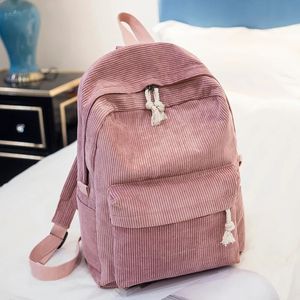 Femmes sac à dos en velours côtelé Design sacs à dos d'école pour adolescentes sac à dos rayé sacs de voyage Soulder Mochila 240304