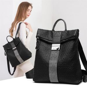 Femme Sac à dos Sacs décontractés de mode en cuir authentique Small Girl Schoolbag Business Business ordinateur portable Charge Bagpack Rucksack S257U