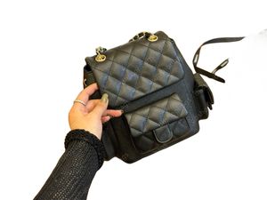 Vrouwen rugzakken Caviar Black Diamond Grid Echt lederen materiaal Reistas Grote capaciteit Simplicity Mode veelzijdige tiener schouders tas voor vrouwen