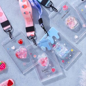 Mujeres Badge ID Card Holder Lanyard Cute Pink Clear Cards Covers Student Cute Unicorn Beautiful Flowers Campus Tarjetas de identidad Cover Name
