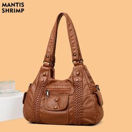 Damestas Vintage schoudertas PU-leer Crossbody Zachte Hobos Multipockets Messenger Designer Dameshandtas 240305