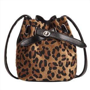 Vrouwen tassen pluche luipaard print schoudertas hoge kwaliteit casual messenger crossbody emmer tas bolsos