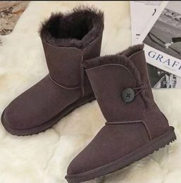 Femmes bottes de neige bouton Baily 5803 5825 5815 Shearling Bootie Casual doux confortable garder au chaud bottes chaussures avec boîte sac à poussière de carte beaux cadeaux uggit # 787