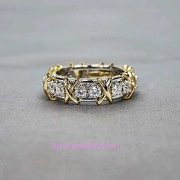 Damesband Tiifeany Ring Jewelry High Edition Cross Diamond voor mannen en koppels gepersonaliseerde geavanceerde modieuze trendy