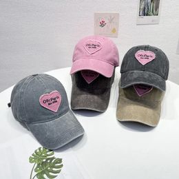 Femme Baseball Cap Vintage Coton Soft Top Soft Dada Hat Retro Y2K Pink Love Heart Lettre brodé Caps 240411