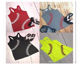 Femmes Baseball Débardeur D'été Baseball Imprimé Réservoirs De Sport Sans Manches T-shirts Gilet Softball Plage Camis Top Fille Vests1536178