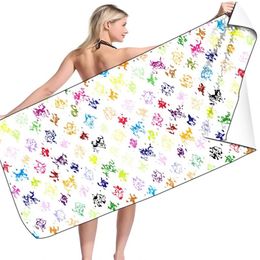 Dames Bad Strandlaken Volwassen Microfiber Strandbadhanddoeken Letterpatroon Handdoek Wateropname Sneldrogend Sporthanddoeken 75 * 150 cm B