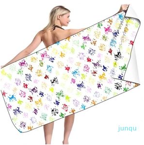 Serviette de bain en microfibre pour femmes et adultes, serviette de bain à motif de lettres, Absorption d'eau rapide