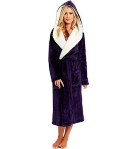 Paintes de peignoir coton robe nocturne robe femme039s hiver allongée de châle en peluche corallind