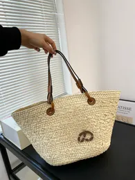 Bolsa de playa para mujeres con un genuino patrón tejido de cuero verano la bolsa de hierba de hierba de la bolsa de vacaciones de las vacaciones