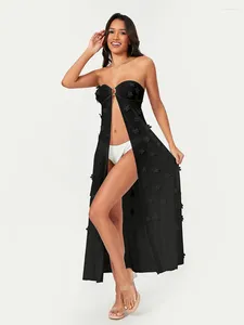 Couverture de plage des femmes Up Flower Embellie See-Through sans bretelles Summer du maillot de bain SUBUPAUP BATUAGE