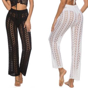 Dames Beach Cover Up Broek Sexy Hoge Taille Mesh Bikini Zwempakken Kant Hol Haak Broek Beachwear Dames Badmode