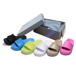 Vrouwen Strand Sandalen Designer Chunky Slides Zwart Wit Fluo Geel Roze Blauw Beige Slippers Mode Luxe Rubber Platte Hak Sandaal Zomer Dames Outdoor Slipper