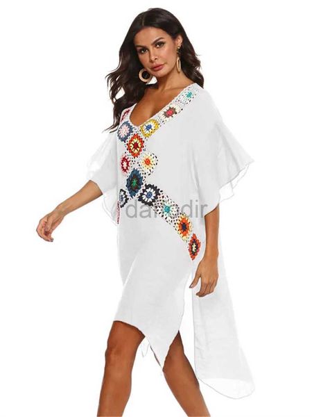 Women Beach Wear Women Vestido de playa Túnica Cubierta blanca Trajes de playa Ups PAREO PLAYA Vestidos Saida de Praia para encubrimientos Cape de verano 2023 D240501