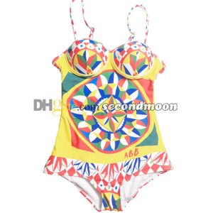 Maillots de bain pour femme avec maillot de bain rembourré de couleur contrastée lettres imprimées maillot de bain femme maillot de bain une pièce