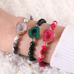 Bracelets de perles pour femmes, bracelets de perles de transfert d'agate naturelle pour couples, cadeaux d'anniversaire de saint-valentin pour petit ami, petite amie, épouse, mari
