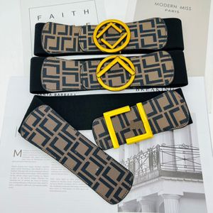Dames riembreedte 7cm elasticiteit riemen nieuwe dames designer tailleband letters lederen taille street mode een maat riem mooie d22628 291r