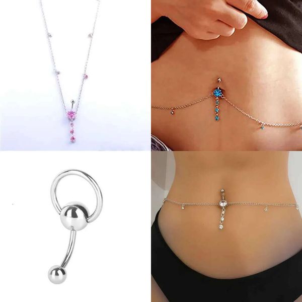 Boutettes de femmes Sexy Rignestone pende le nombril nombril Piercing Bo Jewelry Chain Chain Button Summer Beach Jewelryl231221 L231221