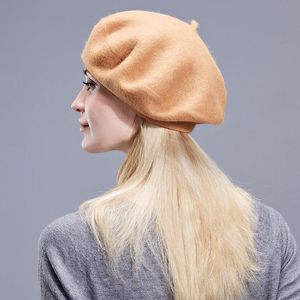 Femmes béret chapeau pour hiver femme tricoté coton véritable laine chapeaux casquette automne 2020 flambant neuf femmes chapeaux casquettes