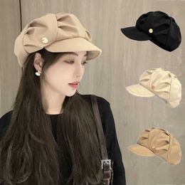 Femmes Bérets Chapeau Forme De Nuage Plissé Doux Chapeaux Octogonaux Y2k Tempérament Casquette Gavroche Automne Hiver En Plein Air Casual Peintre Casquettes 230920