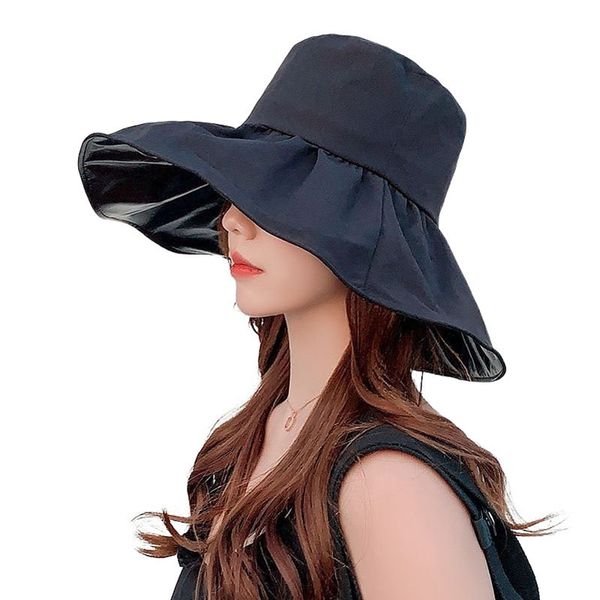 Casquette de soleil à grand bord pour femmes et hommes, couleur unie, Protection UV, chapeau de pêcheur, en coton respirant, chapeaux seau de voyage en plein air