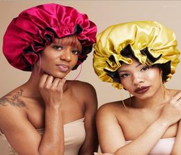 Mujeres Gran tamaño Impresión de belleza Satin Silk Silk Cape de dormir Gran Grande Cubierta de cabeza Capas de Hat Geanieskull Ajustable EGER26465683