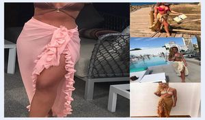 Dames bikini bedekken zomerse chiffon ruche strand rokken dames zonneplichte badpak sjaals badpakken cover -ups 0504163833193