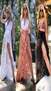 Femmes Bikini Cover Up Swwear Lace Lace Lace Long Beach Maxi Wrapes jupes Sarong Summer Split Jirts Capings Black Blanc Rose Y2007068141938